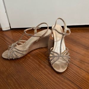 David’s Bridal Wedding Shoes- wedge- champagne color - size 9